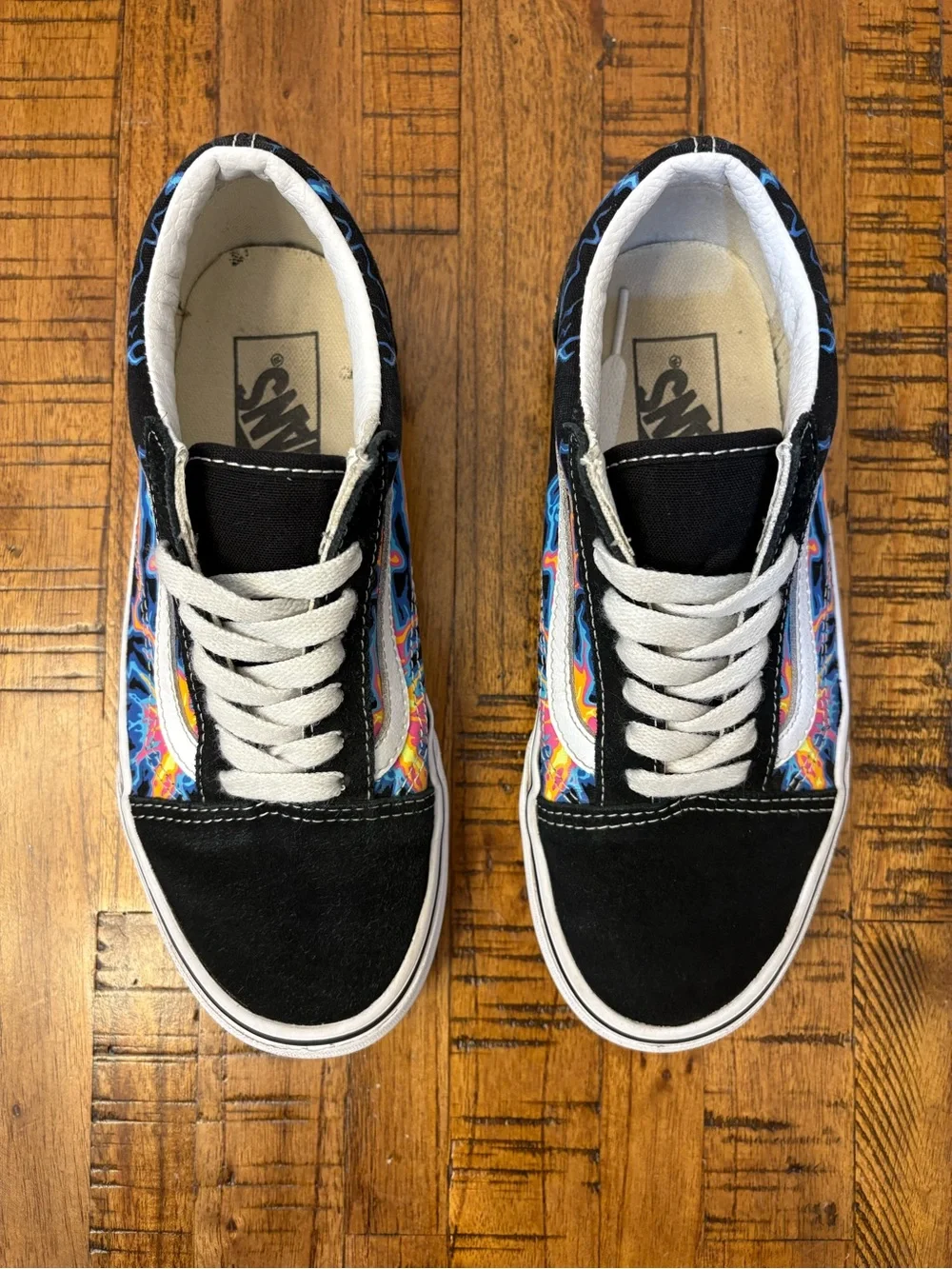 Vans Kids Old Skool “Electric Flame” Black with Neon Lightning - 4.5Y / 6-6.5 W - Picture 4 of 11
